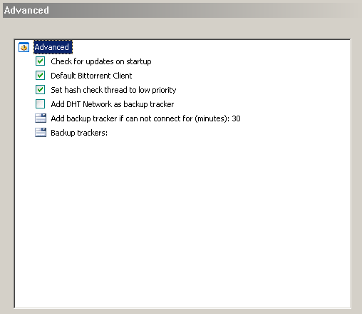 The BitTorrent Preferences Panel - Advanced [PNG - 4.93 KB]