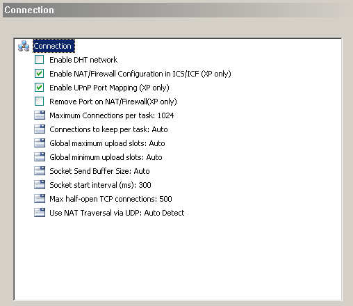 The BitTorrent Preferences Panel - Connection [PNG - 6.80 KB]