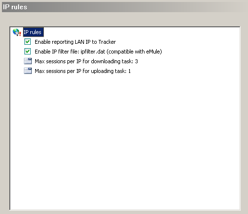 The BitTorrent Preferences Panel - IP Rules [PNG - 4.58 KB]