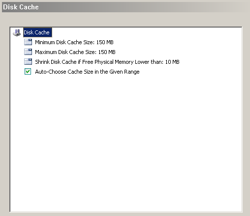 The BitTorrent Preferences Panel - Disk Cache [PNG - 4.76 KB]