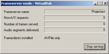 VirtualDub - Running Frame Server