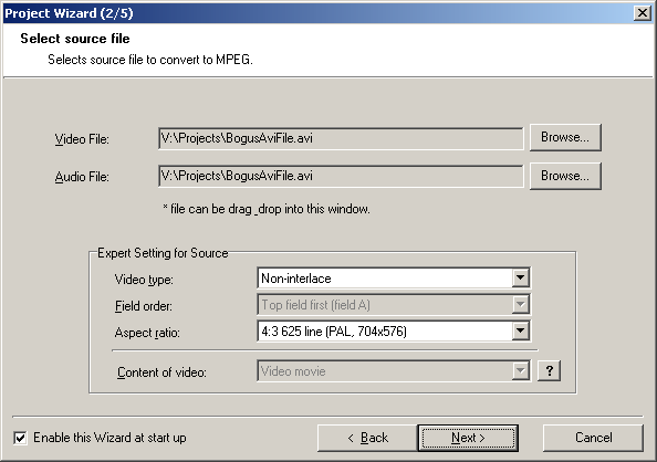 Tsunami MPEG Encoder - Wizard 2