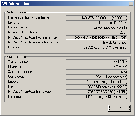 VirtualDub File Information