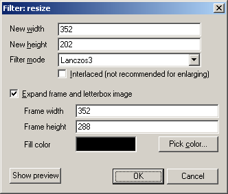 VirtualDub Resize Filter
